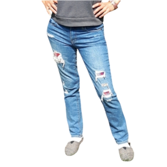 💜 size 26R Gap distressed plaid patched jeans 👖 - Picture 14 of 14